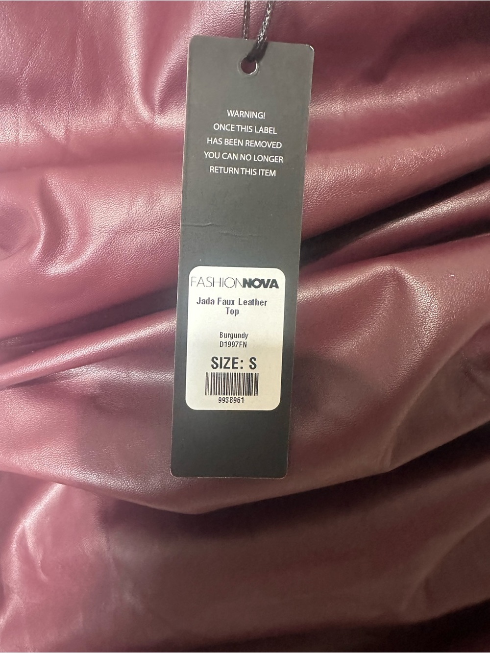 Fashion Nova Burgundy Faux Leather Top - Picture 3 of 5